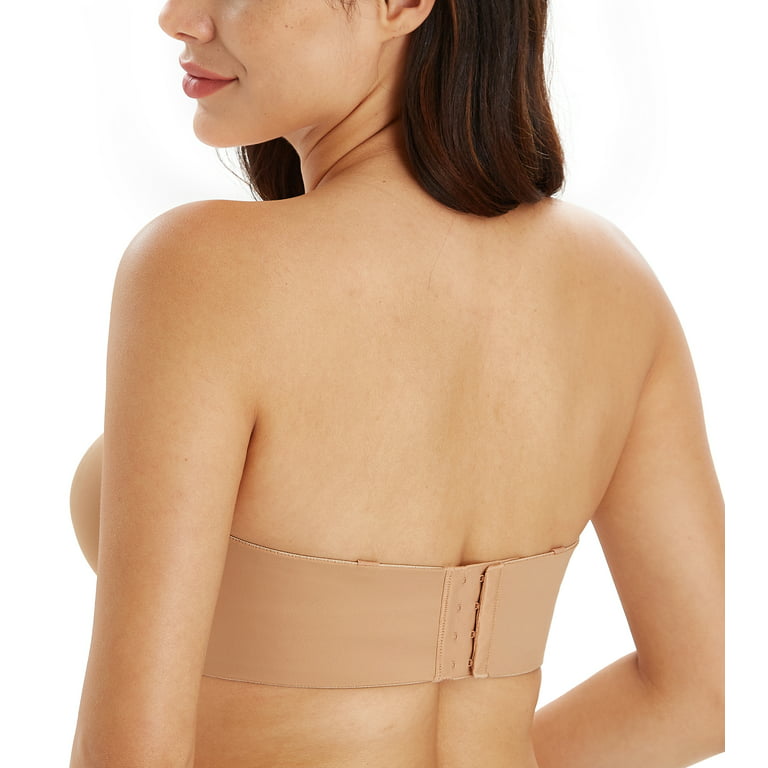 Exclare Women's Seamless Bandeau Unlined Underwire Minimizer Strapless Bra  for Large Bust(Walnut,38DDD) 