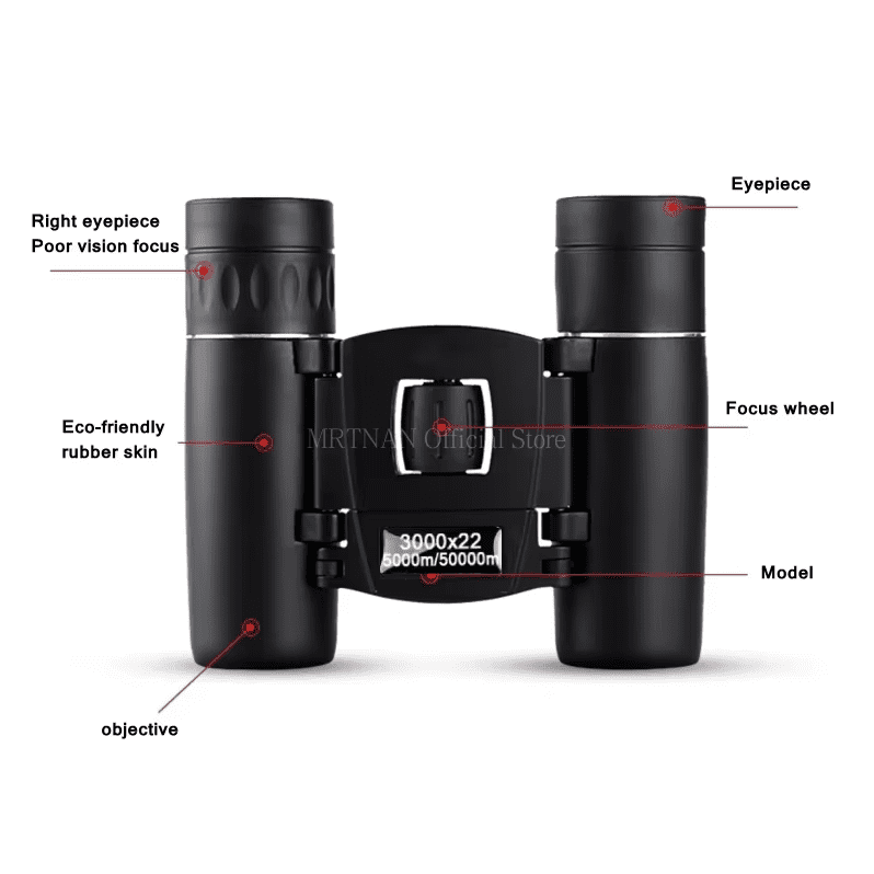 3000x22 Powerful Binoculars 50000M Long Range Folding Mini Telescope BAK4 FMC Optics For Hunting Sports Outdoor Camping Travel