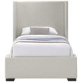 thumbnail image 3 of Meridian Furniture Lit Simple en Tissu Texturé en Lin Beige Oxford, 3 of 10