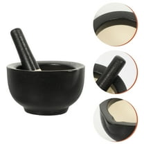 MUSEYA Ceramic Mortar and Pestle Set for Grinding Foods and Herbs in Kitchen Black 1 Set
