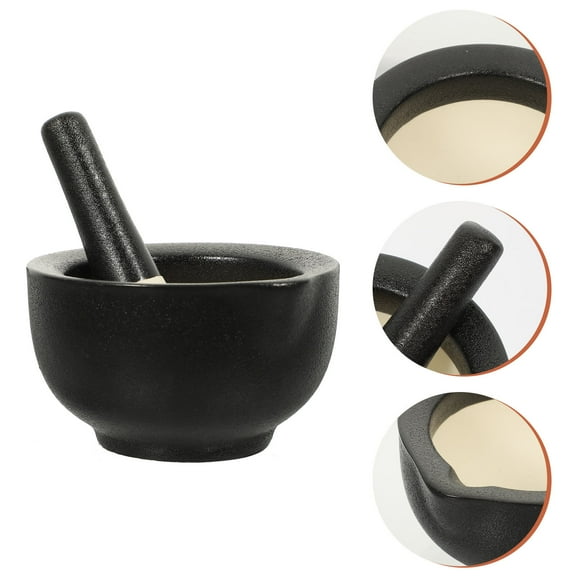 MUSEYA Ceramic Mortar and Pestle Set for Grinding Foods and Herbs in Kitchen Black 1 Set