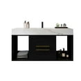 thumbnail image 2 of Spaco 39.4" Bathroom Vanities with Ceramic Sink, Wall Mounted Storage Cabinet with 2 Drawers and 2 Storage Spaces, Modern Bathroom Sink Cabinet with Metal Handles for Indoor as Bathroom, Black, 2 of 12
