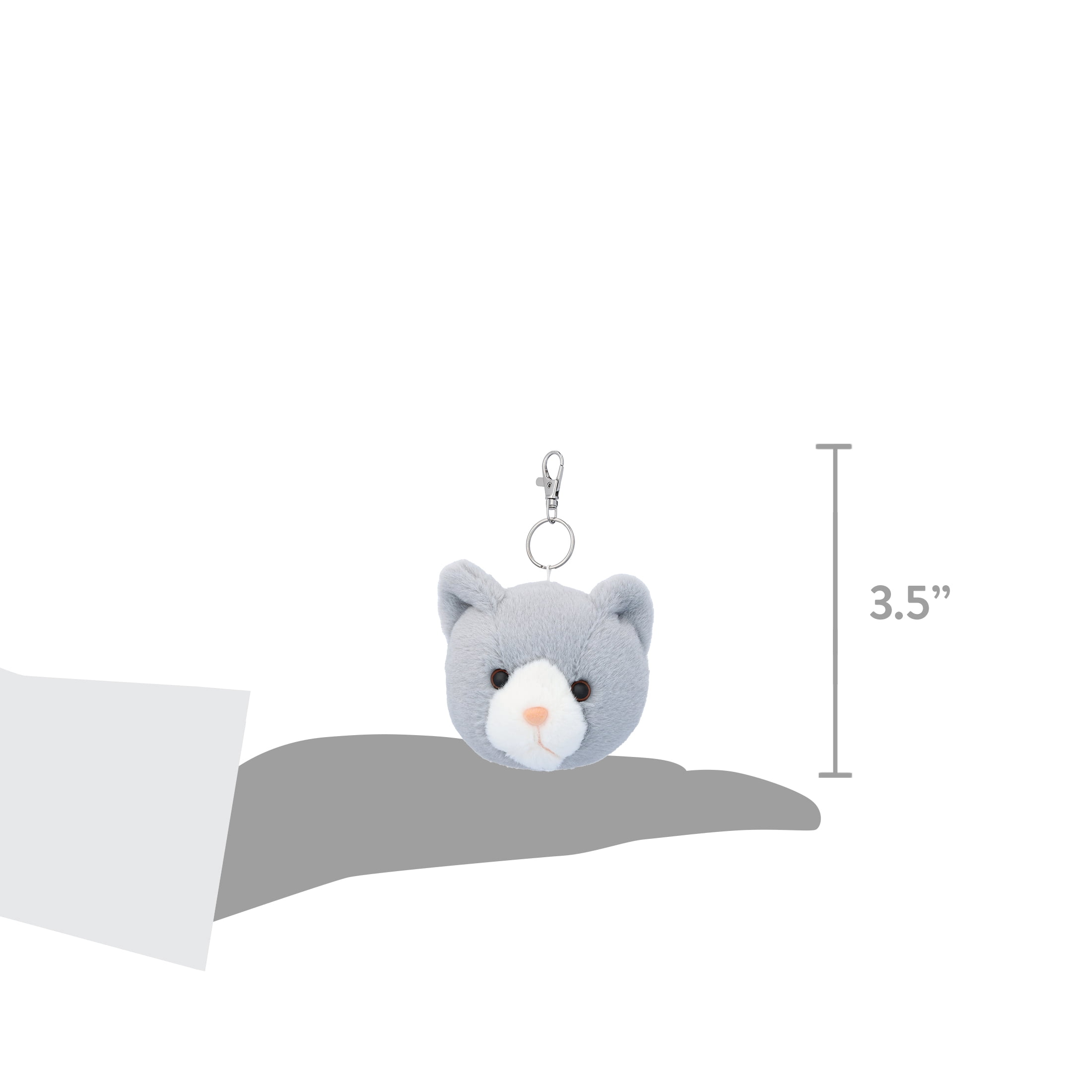 Pen+Gear Mini Plush Cat Bag Charm, Gray and White