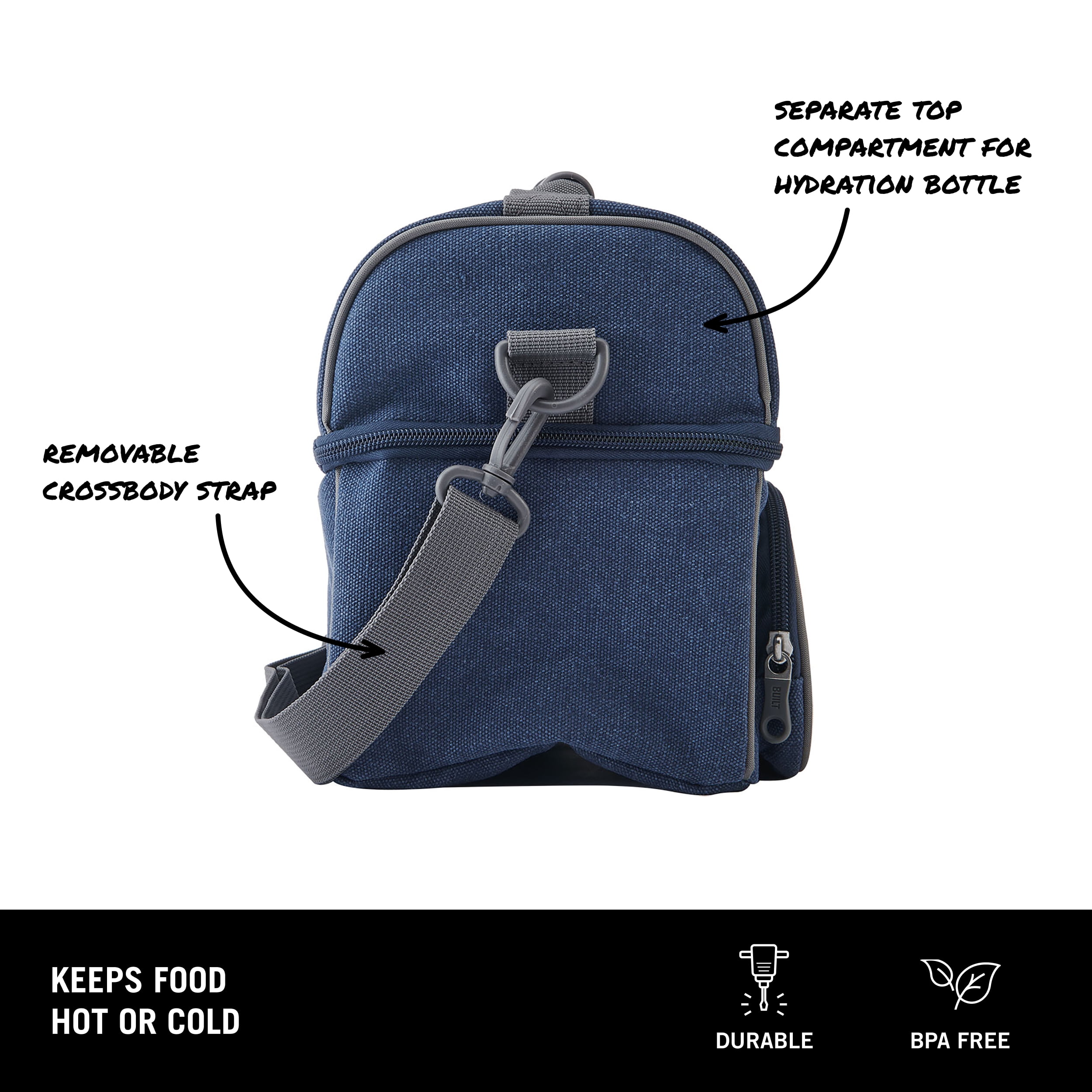 BUILT Oxford Adult Henry Lunch Bag Navy