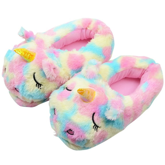 COSMOBETTY 1 Pair Adorable Slippers Colorful Velvet Flat Heels for Women Cozy Home Use 10.2x4.7in