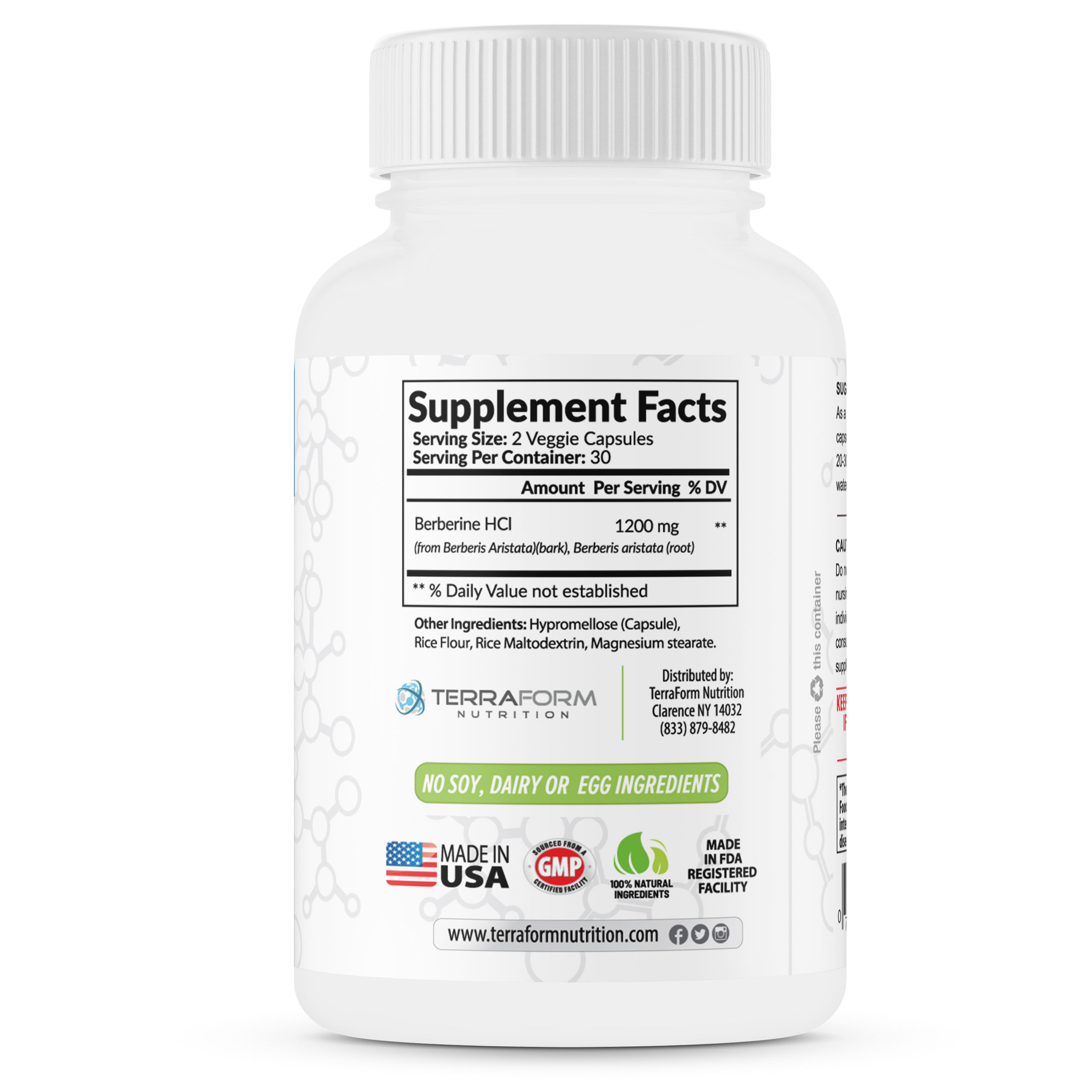 Berberine HCL 1200mg Daily - High Potency Pure Berberine Supplement 600mg per Capsule - 60 Capsules - Supports Metabolic Health, Energy & Wellness - Made in USA - 2 Pack