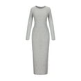 thumbnail image 4 of BangWanChi Formal Dresses for Women Sexy Dresses for Women Work Dresses for Women Fashion Women Spring Sexy Casual Round-Neck Solid Long Leeve Dress, 4 of 6