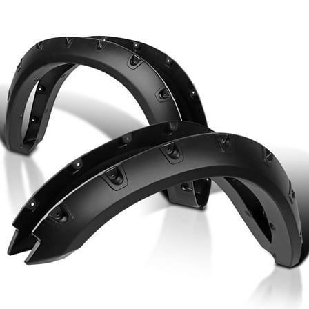 Spec-D Tuning 4PC Front   Rear Black Pocket Style Rivet Bolt On Fender Flares Compatible with 2009-2018 Dodge Ram 1500