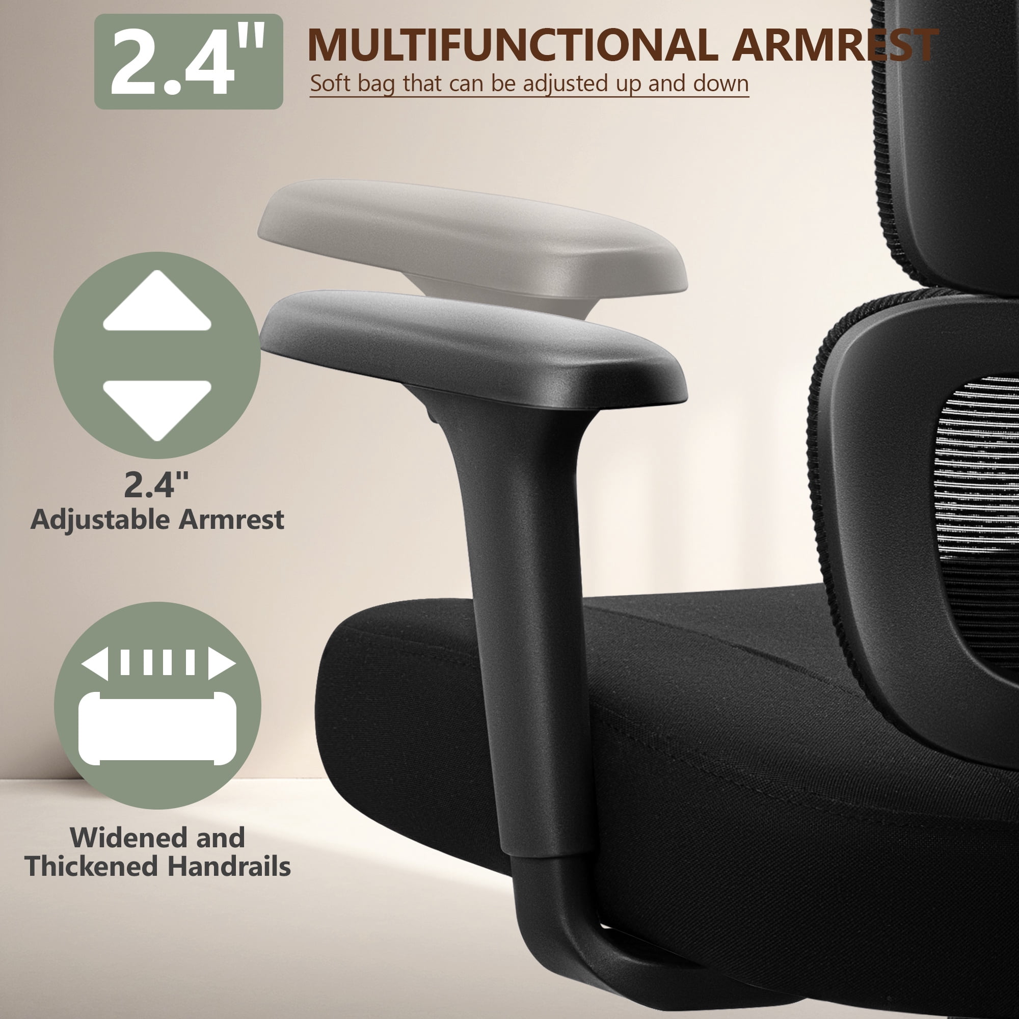 COOLHUT Ergonomic Mesh Office Chair, Big and Tall Computer Desk Chair with Adjustable Lumbar Support, Headrest and Armrest, High Back Home Office Chair for Workspace, Gaming,300LBS, Black