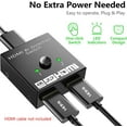 thumbnail image 5 of HDMI Splitter HDMI Switcher Bidirectional HDMI Selector Supports 4K/3D/1080P 1 Input 2 Output/2 Input 1 Output Manual Switching Compatible with PS3/PS4/Nintendo Switch/Xbox/DVD Players, etc., 5 of 7