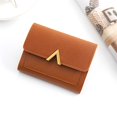 thumbnail image 1 of Lady Money Clip PU Leather Multiple Card Slots Credit Card Bag Money Bags Card Holder Women Purse Short Wallet BROWN, 1 of 8
