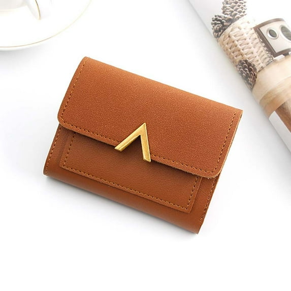Lady Money Clip PU Leather Multiple Card Slots Credit Card Bag Money Bags Card Holder Women Purse Short Wallet BROWN