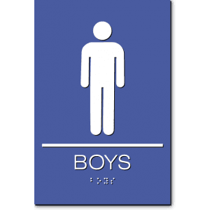 

California BOYS Restroom Wall Sign-Blue / White (2 Units)