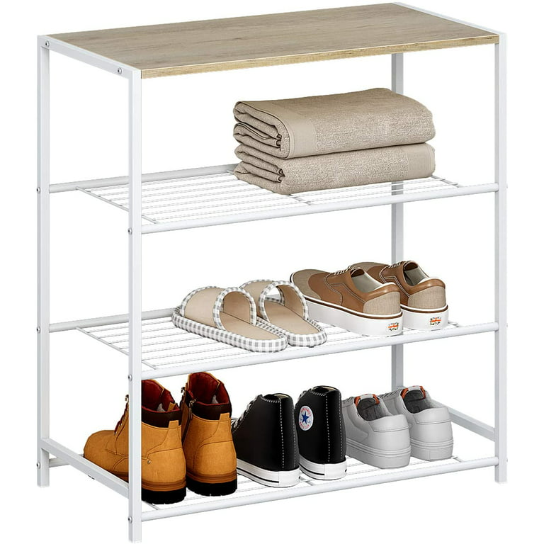 HOMEFORT 4-Tier Shoe Rack, All-Metal Shoe Tower, Shoe Storage Shelf, Large  Surface Shoe Rack for Entryway amd Hallway, Colorado and Brown 