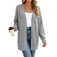 thumbnail image 3 of Ozmmyan Women's cardigan sweaters for womens Long Sleeve Open Front Loose Casual Solid with Pockets Fall Winter, 3 of 7