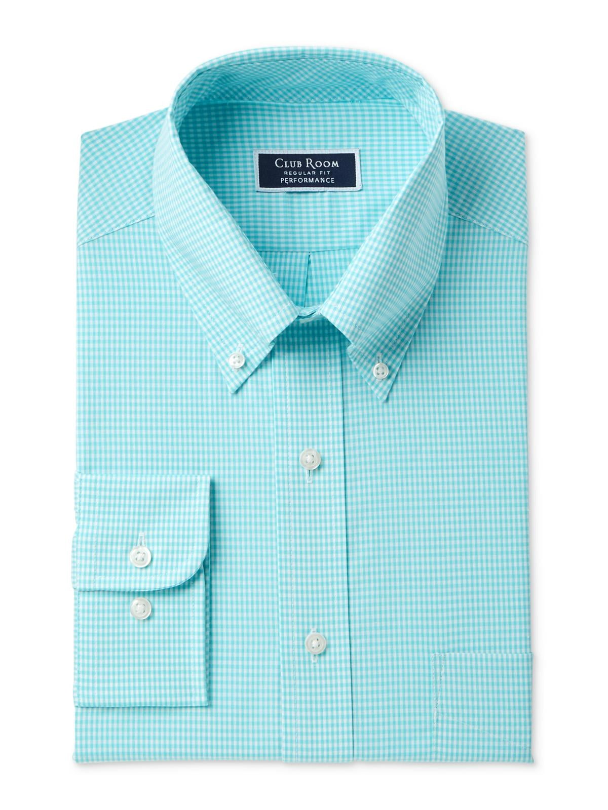 Club Room Mens Regular Fit Mini Gingham Dress Shirt Blue