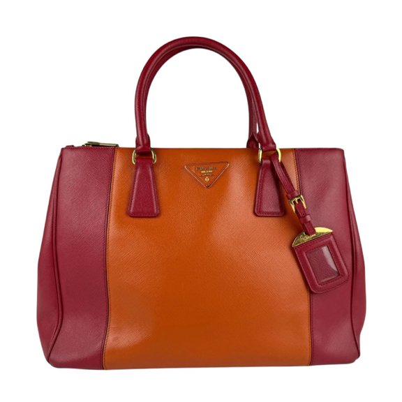 Pre-Owned Prada PRADA Handbag Shoulder Bag Leather Red Orange Gold Women's z6609