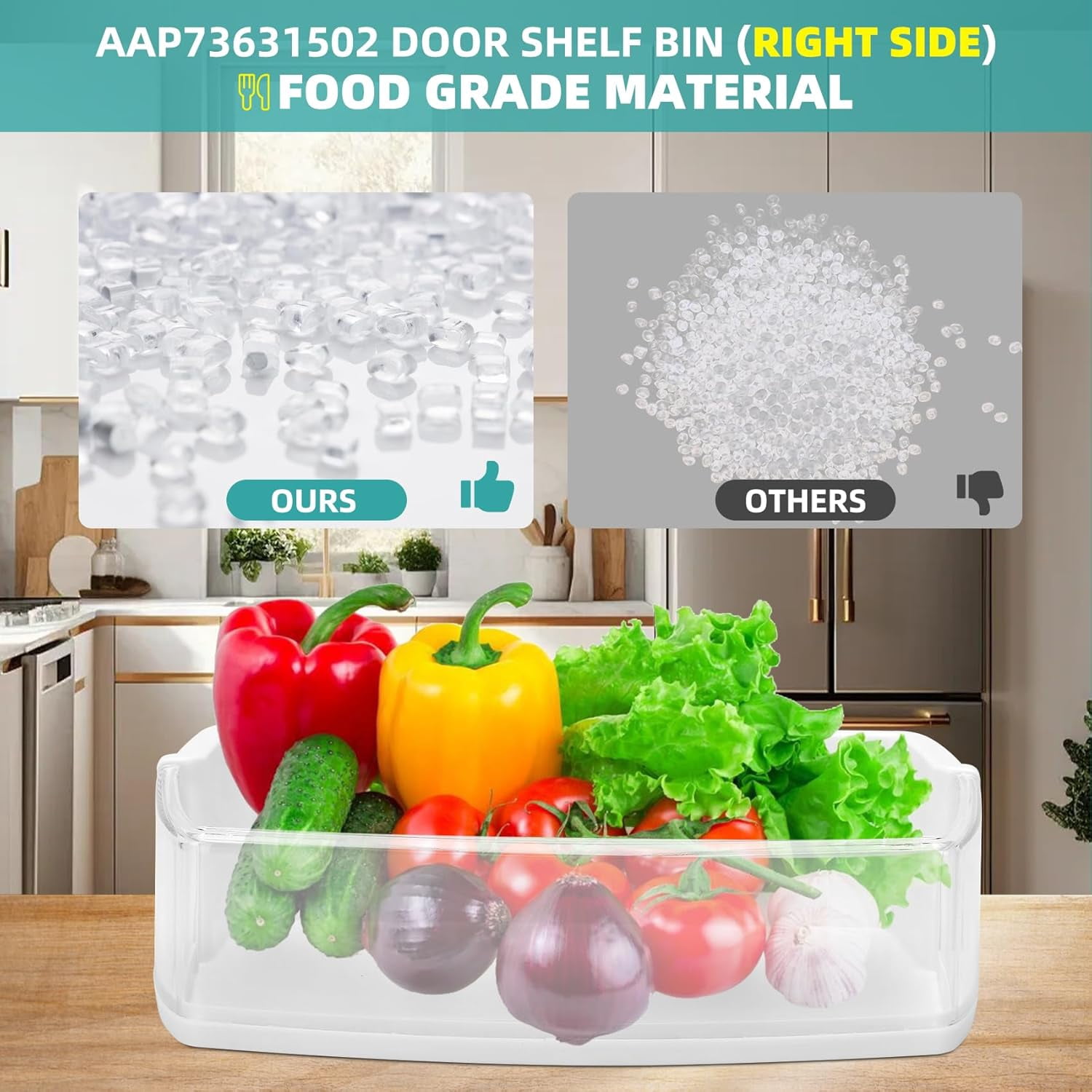 Upgraded AAP73631502 Refrigerator Door Shelf Replacement Compatible With LG KENMORE fridge door shelf Parts,Replacement AP5673810 2652330 EAP7786021 LFX28968sb AAP72909218 Fit Top Right-1 PCS