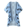 thumbnail image 5 of Women Summer Tops Women Fashion Boho Printed Sunscreen Half Sleeve Loose Sheer Chiffon Cardigan Womens Oversized Top Womens Short Sleeve Long Shirt Satin Button up Loose Shirt V Neck T Fall Blue L, 5 of 5