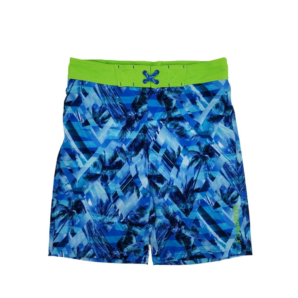 Free Country Boys Blue Tropical Hydro Flx Swim Shorts Swim Trunks Board Shorts L14/16
