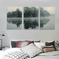 thumbnail image 3 of JRXY Framed Lake Wall Art Print: Modern Bedroom Living Room Black and White Nature Landscape Picture Relaxing Forest Tree Mountain Scene Vertical Boat Artwork for Home Office,3 pcs 12x16x3pcs, 3 of 4
