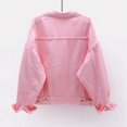 thumbnail image 3 of Tthxqing Women's Trendy Oversized Denim Jacket,Casual Boyfriend Cropped Jean Coat,Fall Long Sleeve Button down Tops Outwear X_Pink XXXL, 3 of 6