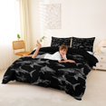 thumbnail image 2 of Castle Fairy Sketch Shark Seamless Tile Duvet Cover King,Line Shark Gray Black Background Print King Bedding,Charcoal Black,Black Reversible,3 Pieces,No Comforter,1 Duvet Cover and 2 Pillowcases, 2 of 6