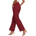 thumbnail image 5 of MaFYtyTPR Dress Pants for Women High Waist Pleated Straight Leg Strech Suit Trousers with Pockets for Business Daily Wear A-Wine XXL, 5 of 6