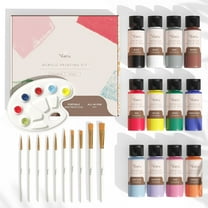 Virtu Acrylic Paint Set for Craft Paint Art and Crafts Supplies, 12 Colors (2oz/60ml) Matte Finish Acrylic Paints with 10 Brushes and Painting Pallet