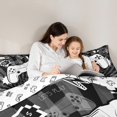 thumbnail image 5 of Homewish Cartoon Gamepad Lover Twin Bedding Sets 7-Piece for Boys, Game Console Bedding Comforter Set, Grey Stripes Abstract Reversible Sheet Sets, Breathable Home Decor, 5 of 8