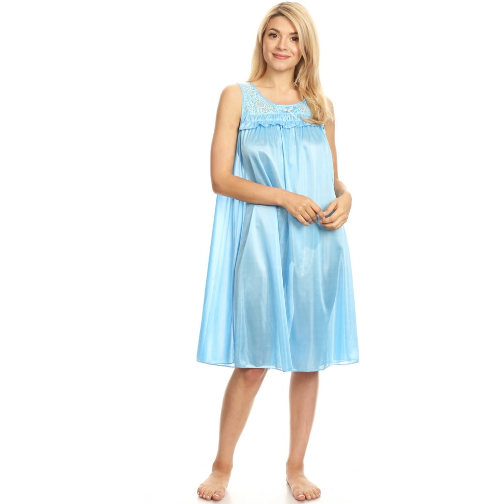 Lati Fashion - 9047 Women Nightgown Sleepwear Pajamas Woman Sleep Dress Nightshirt Blue XXXXL 