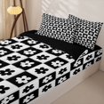 thumbnail image 3 of Erosebridal Simple Daisy Floral Pattern Zipper Twin Comforter Sets with Fitted Sheet and 2 Pillowcases,Checkered Grid Print Zipper Bedding Set,Black White,Black Reversible, 3 of 6