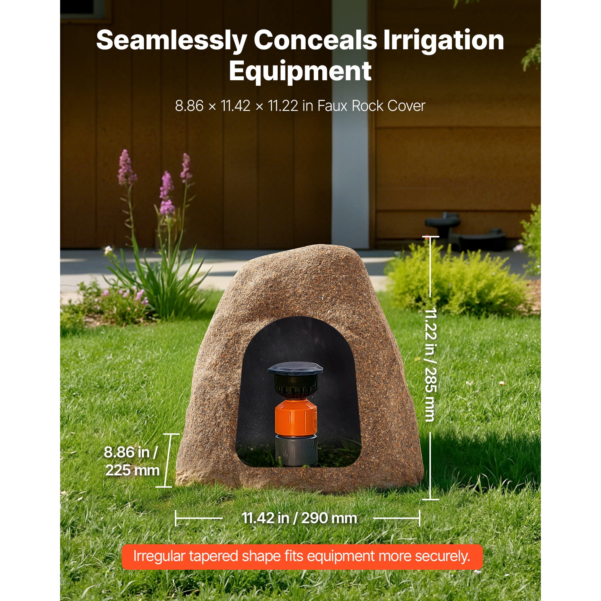 KFFKFF Faux Rock Cover for Outdoor Use, Artificial Rock Well Pump Cover with Natural-Looking Texture, Durable and Lightweight Design for Landscaping and Garden Décor, Sandy Brown, Small Size