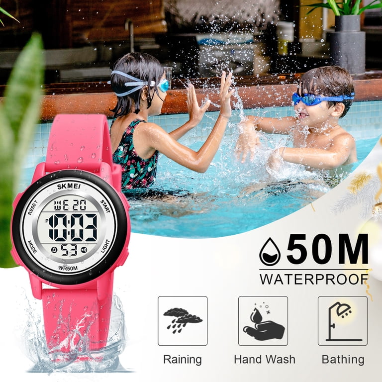 SKMEI Kids Digital Sport Watch 50M Waterproof Peach photo 6