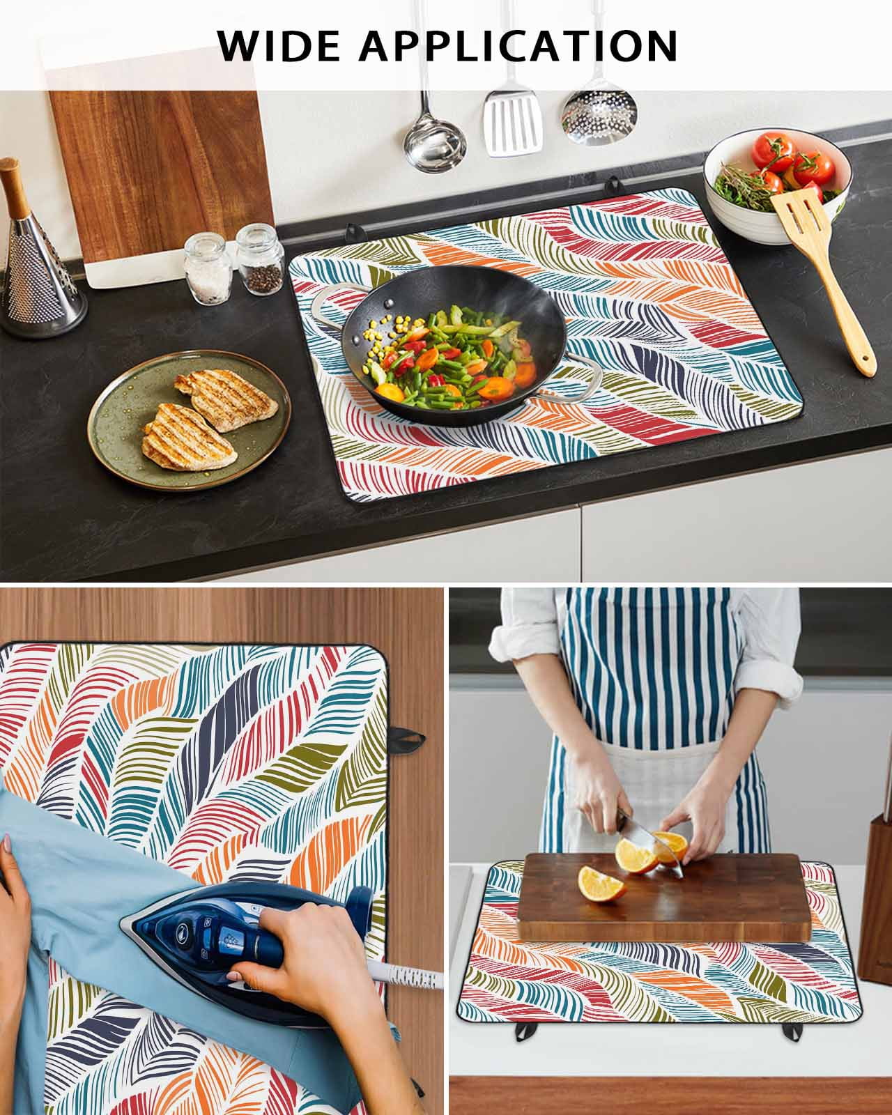 Large Induction Cooktop Protector Mat Abstract Beach Stove Top Covers for Electric Stove, Summer Colorful Coastal Ocean Sea Wave Decorative Stove Burner Cover Mats, Glass Top Stove Cover