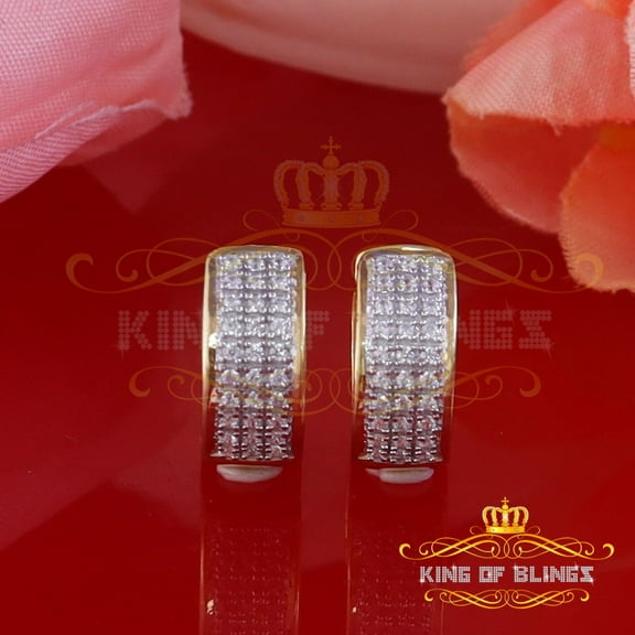 King of Bling's Yellow 925 Sterling Silver 0.40ct Cubic Zirconia Women's & Men's Hoop Earrings