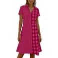 thumbnail image 4 of Iyufng Womens Dresses Checkered Patchwork Dress Summer Casual Loose-Fit Midi Dress, 4 of 6