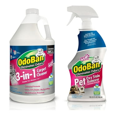 OdoBan Pet Oxy Stain Remover 32oz Spray Bottle and 3-n-1 Carpet Cleaner Gallon