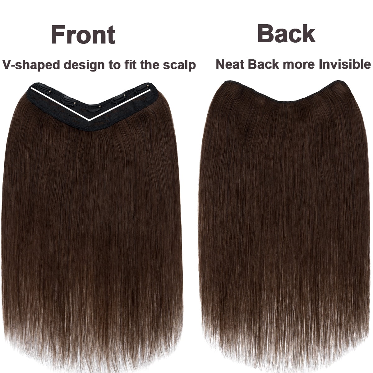 HAIRRO Clip In Hair Extensions V Shape U Part One Piece Clip in Remy Real Human Hair Extensions 3/4 Full Head