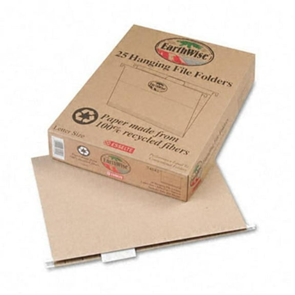 Pendaflex Earthwise  Recycled Hanging File Folders- Kraft- Letter- Natural- 25/Box