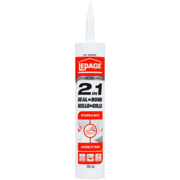 2 in 1 Seal and Bond Kitchen and Bath Acrylic Sealant - Clear, 295 ml