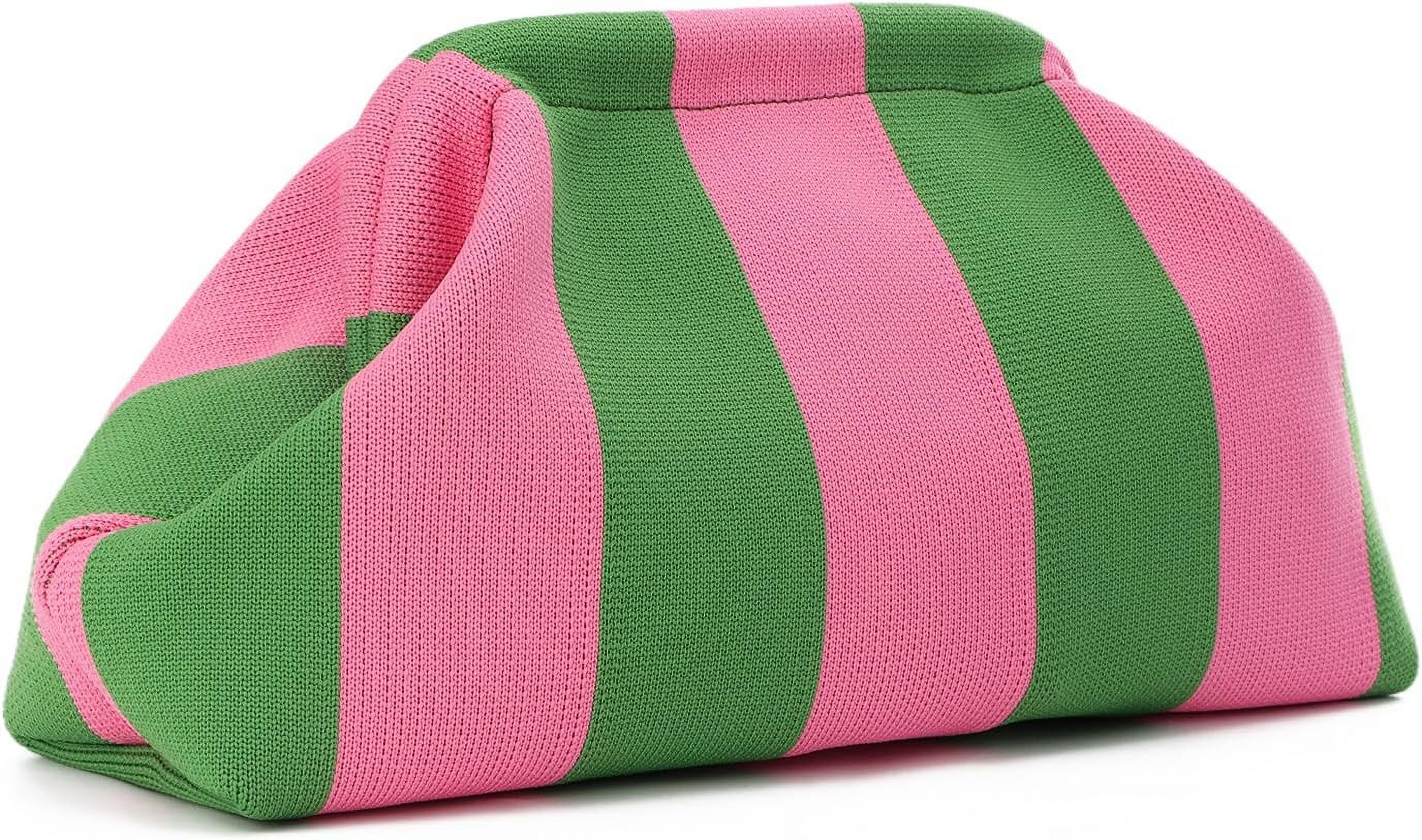 Summer Beach Clutch Purses for Women Woven Crochet Handbags Dumpling Clutch Ruched Cloud Purse Casual Colorblock Bag