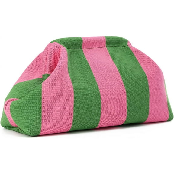 Summer Beach Clutch Purses for Women Woven Crochet Handbags Dumpling Clutch Ruched Cloud Purse Casual Colorblock Bag