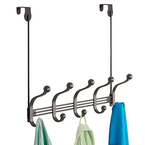 Jackets Bronze Hoodies Scarves Purses mDesign Decorative Long Easy Reach Over Door or Wall Mount 10 Hook Metal Storage Organizer Rack for Coats Hats Leashes Bath Towels & Robes