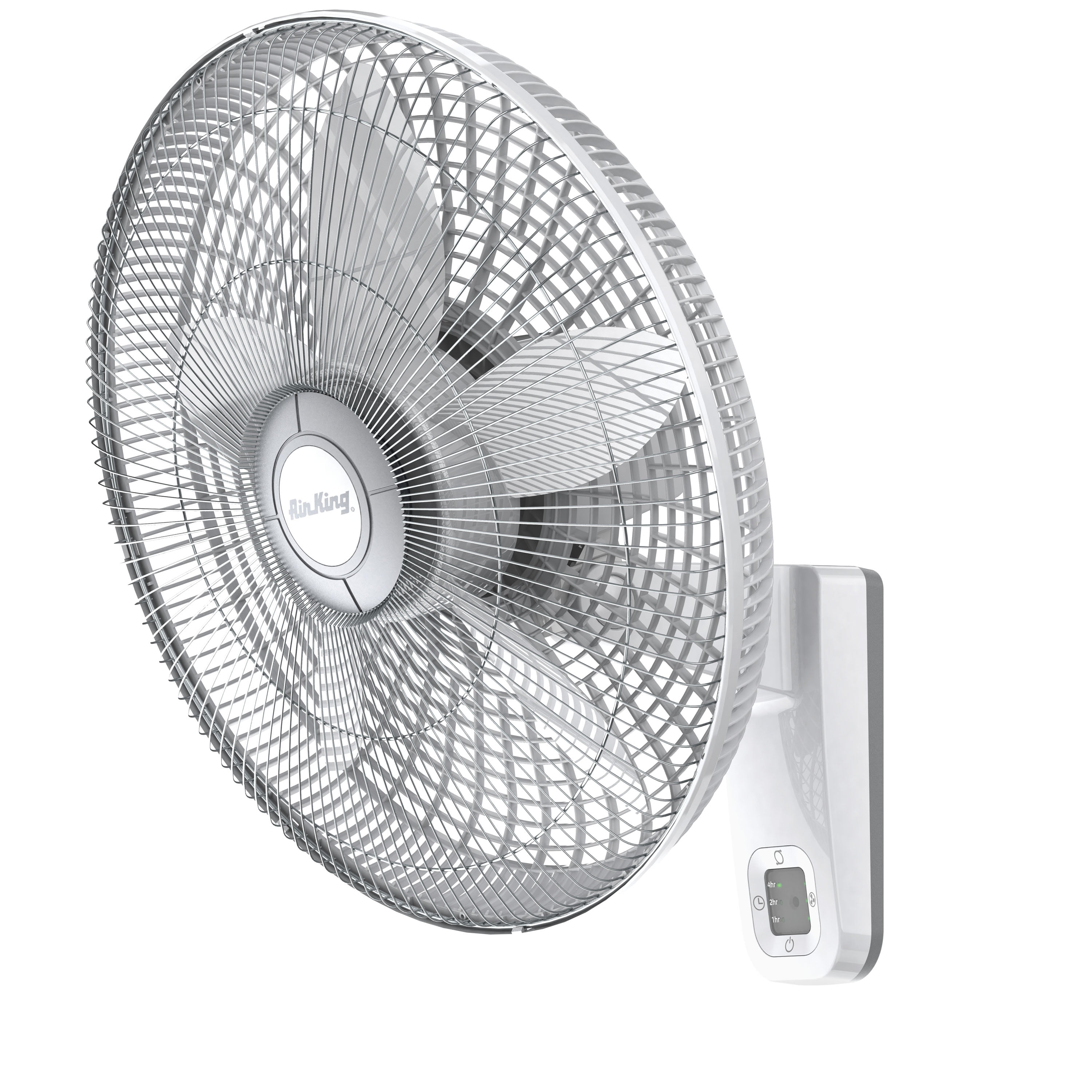 Air King 18" 3-Speed Oscillating Remote Controlled Wall Mount Fan, White, 9850, New