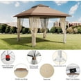 thumbnail image 3 of GAOMON 12'x12' Gazebo Outdoor Pop-Up Canopy Tent with Curtains and Mosquito Netting, 2-Tiered Vented Top, 121 Sq Ft for Patio, Backyard, Party, and Events, 3 of 6