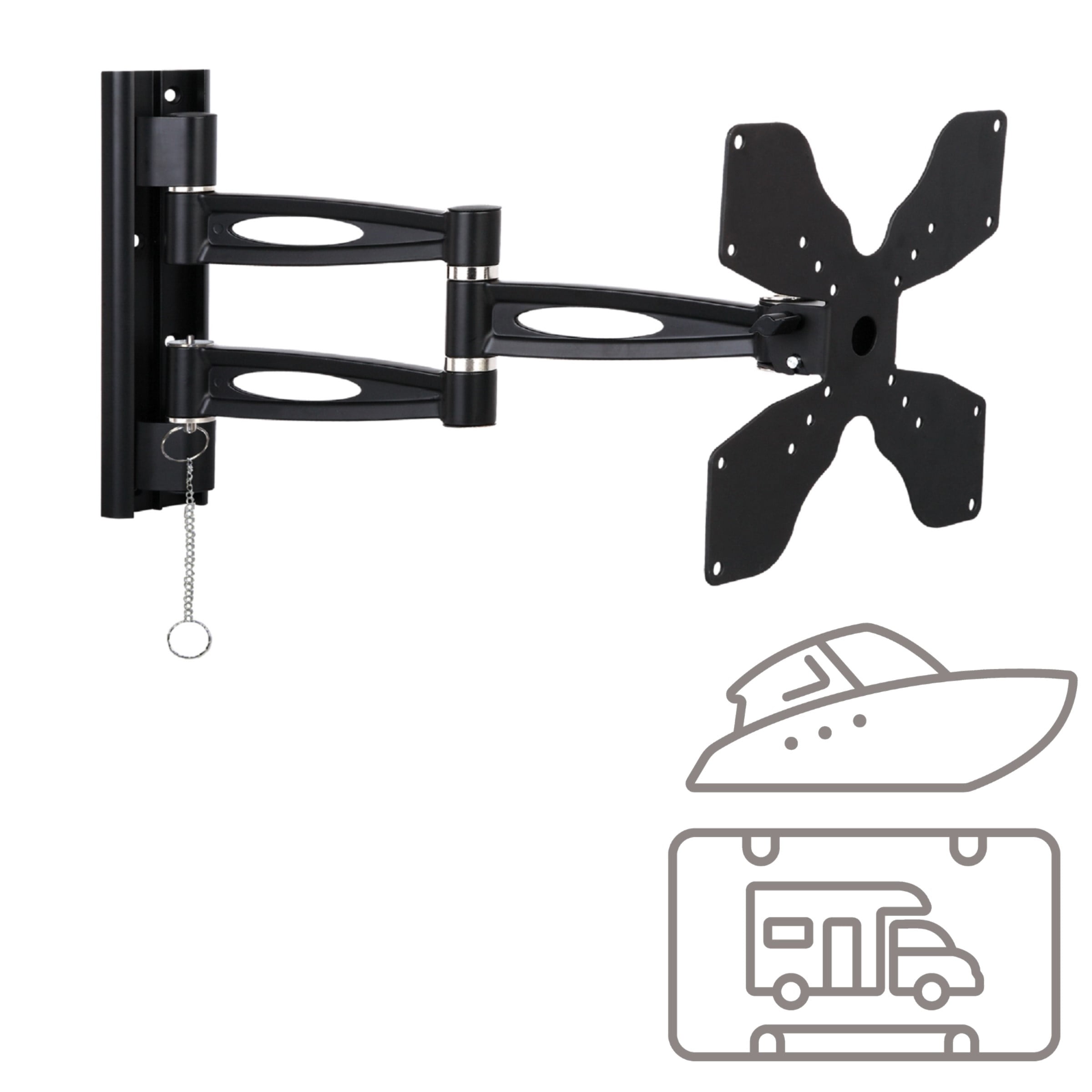 Master Mounts 408L Locking Heavy Duty Articulating Wall Mount - Great for Mounting TVs in RVs Campers Trucks Boats Fits Up to 55" TVs, VESA up to 200x200 (Black)