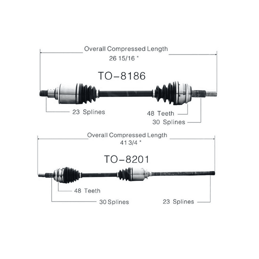 TrakMotive Front CV Axle CV Joint Shaft Assembly Assembly For Toyota