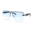 thumbnail image 4 of Mens Euro Mafia Mob Rimless Bevel Lens Oversize Racer Sunglasses [Silver Black - Blue], 4 of 8