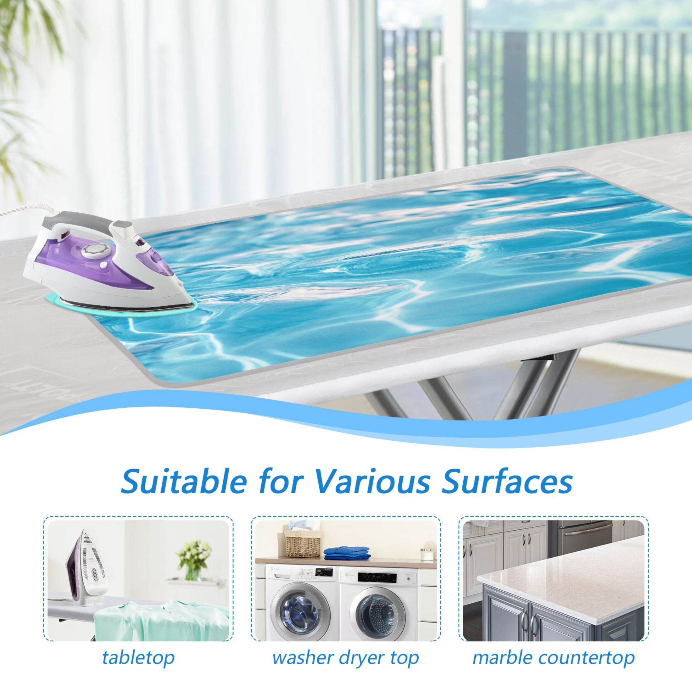 Clear Pool Water Ironing Mat Blanket Portable Travel Ironing Pad Heat Resistant Pad 47.2" x 27.6”